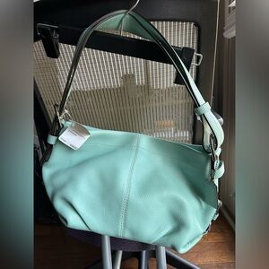 COACH Shoulder Bag East West Duffle F15065 Seafoam Leather Women's
